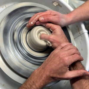 Beim Drehen an der Scheibe mit Christop